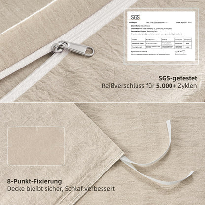 Duvetnova Bettwäsche-Set 135x200 Baumwolle beige, 4-teilig