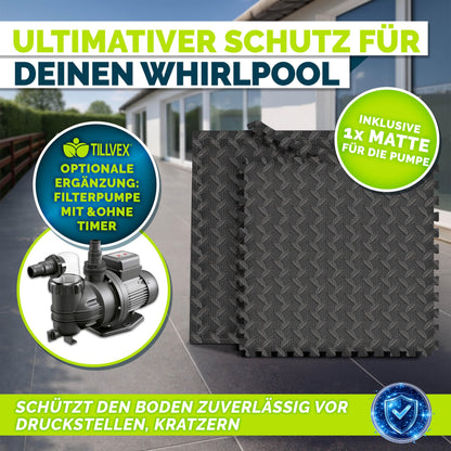 tillvex Whirlpool Unterlage eckig 200x200 cm, EVA-Matte schwarz