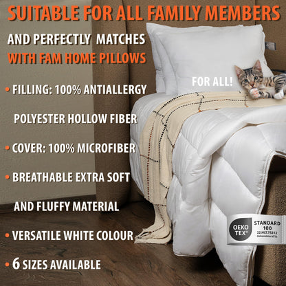 FAM Home Bettdecke 200x220 cm, Mikrofaser-Steppdecke antiallergisch