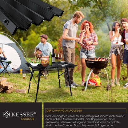 KESSER Campingtisch faltbar Aluminiumrahmen – 90x53cm Schwarz