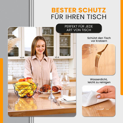 SCHUTZ-FUX Tischfolie transparent 2 mm, Tischschutz 90 x 180 cm