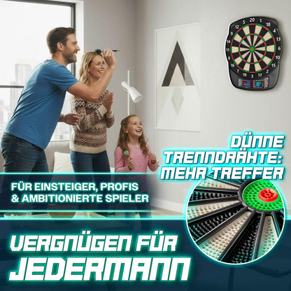 RE:SPORT Elektronische Dartscheibe Set mit 12 Pfeilen, LED-Anzeige