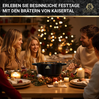 KAISERTAL emailliertes Gusseisen Bräterset – 2in1 Topf 4.8L & Pfanne 1.8L