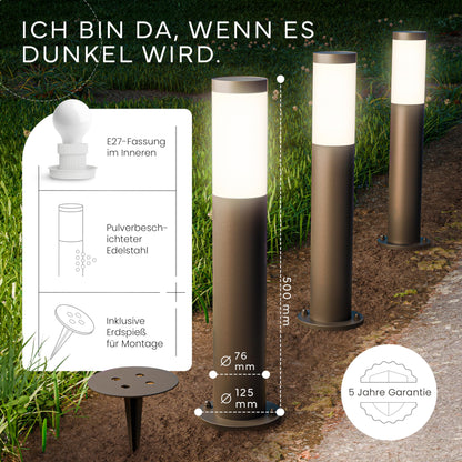 MATO 4er Set aussen Pollerleuchten Edelstahl E27 50cm IP44