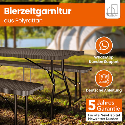 NewHabitat Kunststoff Bierzeltgarnitur Klappbar 3er Set - Schwarz