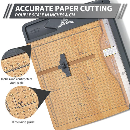 JIELISI Holz-Guillotine-Papierschneider Manuell – 32 Blatt A4