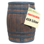 AMUR Regentonne Eichenfass 450 L mit Deckel und Auslaufhahn, braun – PE in Holzoptik