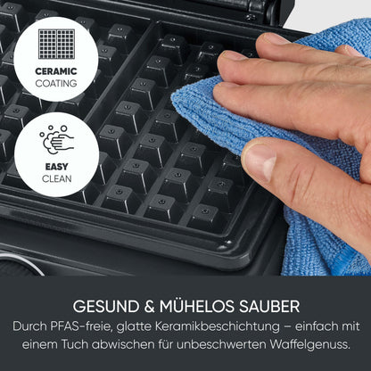 SEVERIN WA 2130 Waffeleisen für belgische Waffeln, schwarz/Edelstahl