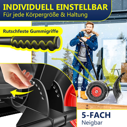 Masko Schneeschieber auf Rädern – 75 cm Schwarz, höhenverstellbar