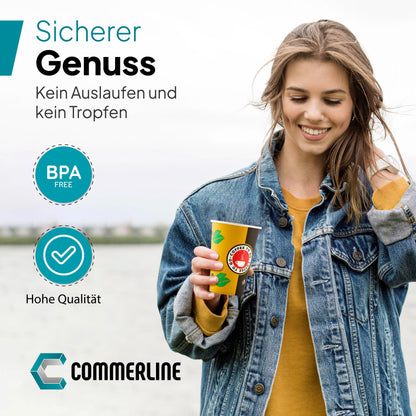 Commerline Kaffeebecher to go 200 ml, Pappbecher Einweg, 1000 Stück