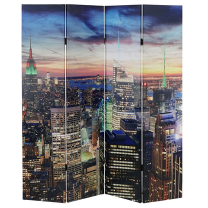 Mendler New York LED-Paravent 180x160cm - Timer, netzbetrieben. Faltbarer Raumteiler. Trennt Bereiche und beleuchtet.