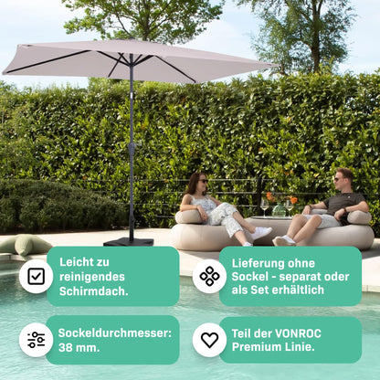 VONROC Rapallo Sonnenschirm rechteckig 200 x 300 cm, knickbar, Beige