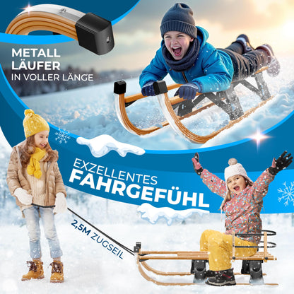 KESSER Holzschlitten Davoser Klappbar 110 cm – Buche/Schwarz