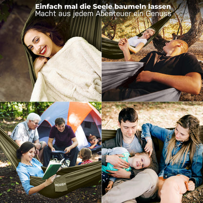 ROBBX Hängematte Outdoor mit Moskitonetz für 2 Personen, 300 kg, Oliv