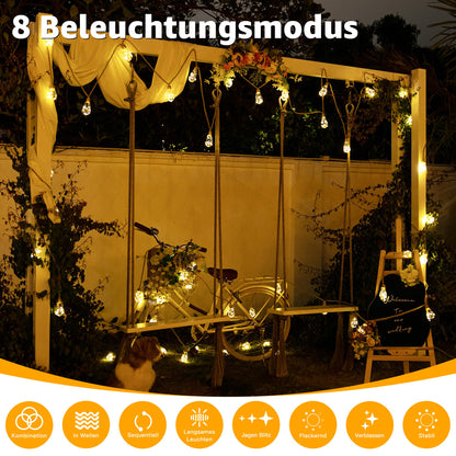 Ollny Solar Lichterkette Aussen, 24 S17 Glühbirnen, 12 m, dimmbar