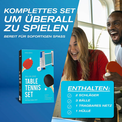 PRO-SPIN Tischtennisschläger Set mit Netz für 2 Spieler, Rot