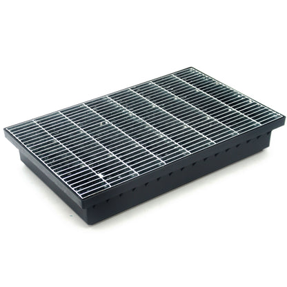 Bielbet Schuhabstreifer Set mit Maschenrost, verzinkt, 58,5 x 36,5 cm und begehbarer Bodenwanne