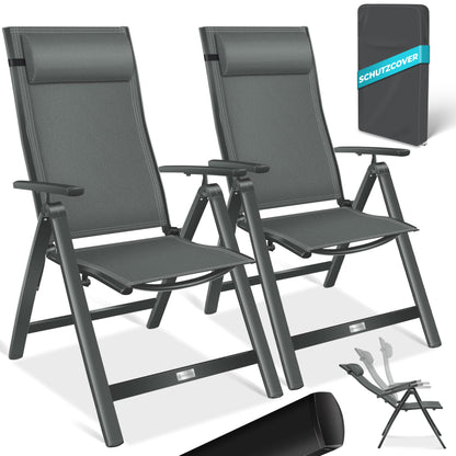 KESSER® 2er Set Gartenstuhl Hochlehner Klappstuhl Alu Anthrazit