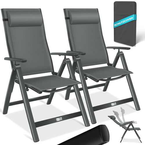 KESSER® 2er Set Gartenstuhl Hochlehner Klappstuhl Alu Anthrazit