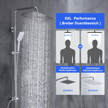 JOHO Regendusche Duschsystem Edelstahl XXL Kopfbrause ohne Armatur Chrom