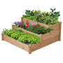 Yaheetech Hochbeet aus Holz, 3-stufige Blumentreppe, 120 x 120 x 56 cm, unbeschichtetes Tannenholz