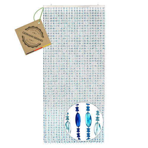 Kobolo Perlenvorhang Ocean blau 90x200 cm Türvorhang Insektenschutz mit 72 transparenten Strängen