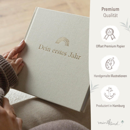 mintkind Mein erstes Jahr Babyalbum, Leinen Beige, 176 Seiten