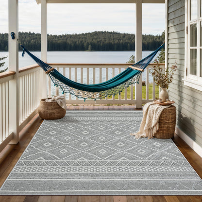 the carpet Calgary Outdoor Teppich Flachgewebe Grau 160 x 220 cm