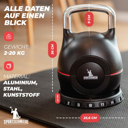 SPORTSCHMIEDE Verstellbare Kettlebell Hantelset Home Gym