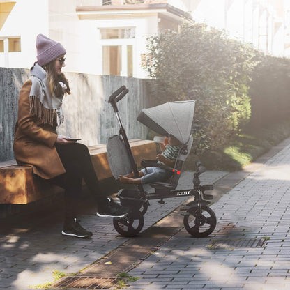 KIDIZ® 6in1 Kinderdreirad lenkbar mit Schubstange klappbar Grau