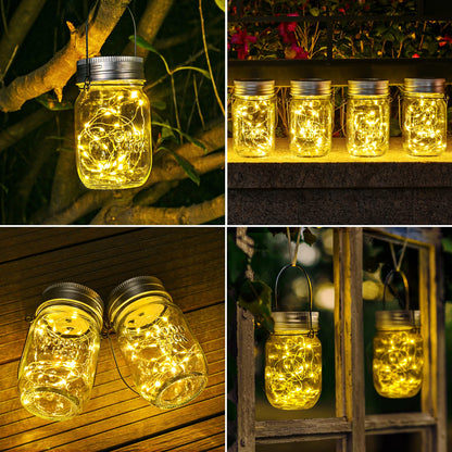 Solpex Solarlaterne Einmachglas mit 180 LED Lichterkette, 6er-Set