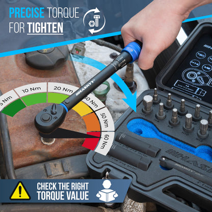 HASKYY Drehmomentschlüssel Set 3/8" 5-60Nm Motorrad - Black Series