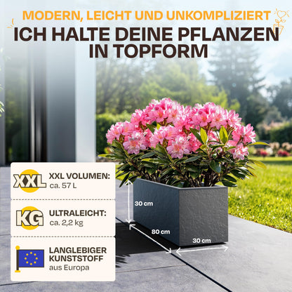 Ondis24 Vulkan Pflanzkübel rechteckig Wasserspeicher - 2er Anthrazit