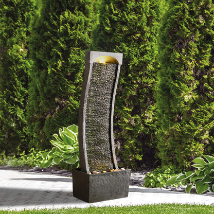 Peaktop Gartenbrunnen RJ-19048-EU mit Wasserfall und LED, 98 cm