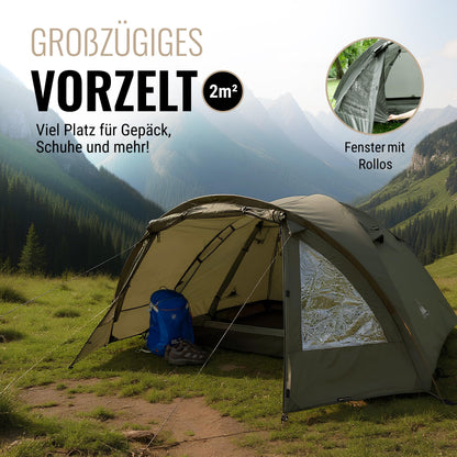 Wanderfalke Camp 4 Campingzelt, 4 Personen, wasserdicht, Vorzelt