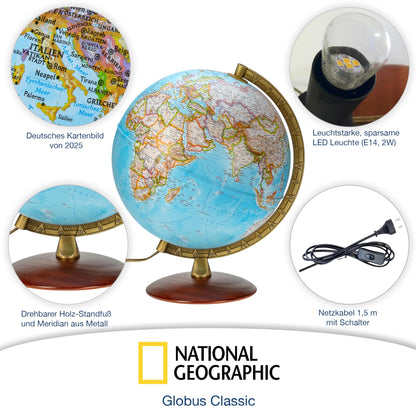 National Geographic Leuchtglobus Klassik 30cm - LED phys/pol 2025