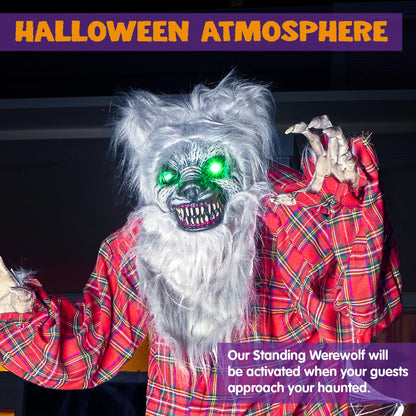 JOYIN 170 cm Werwolf Animatronic – animierte Halloween Requisite