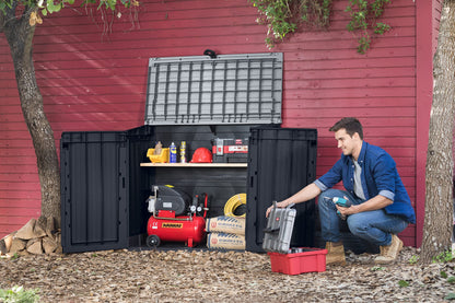 Keter Store-it-Out Midi Mülltonnenbox - 130x74x110cm Grau/Schwarz