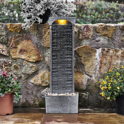 Peaktop Gartenbrunnen RJ-19048-EU mit Wasserfall und LED, 98 cm