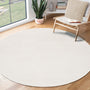 the carpet Relax Kurzflor Teppich Felloptik Creme rund 200 x 200 cm für Wohnzimmer und Schlafzimmer
