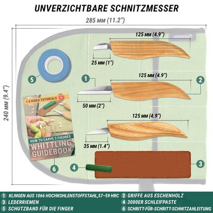 BeaverCraft Holzschnitzmesser-Set S15 – Schnitzset für Anfänger
