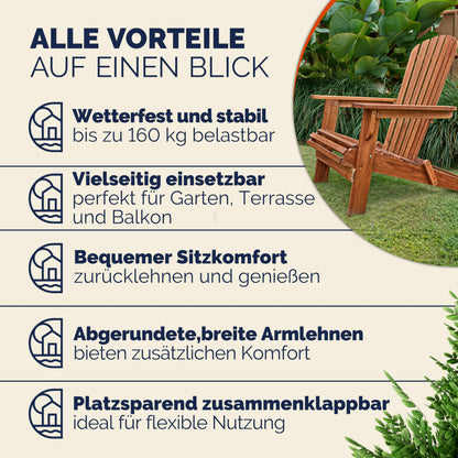 Casaria Sonnenliege Adirondack Holz Klappbar Wetterfest