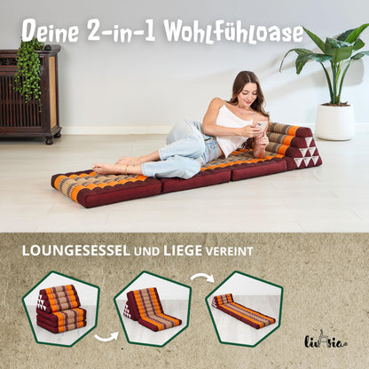 Livasia Thaikissen Dreieckskissen Klappmatratze - Orange 175cm