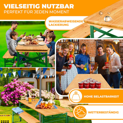 KESSER Bierzeltgarnitur 3-teilig, klappbar, Holz, 170 x 46 x 75 cm