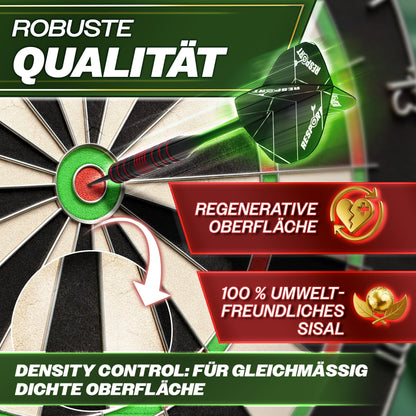 RE:SPORT Sisal Dartscheibe XXL Set mit 9 Profi-Steeldartpfeilen