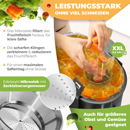 KESSER Zentrifugal Saftpresse 1100W, Edelstahl – Schwarz
