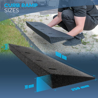 Bordsteinrampe Gummi 2er Set schwarz - 100x7cm Auffahrkeil