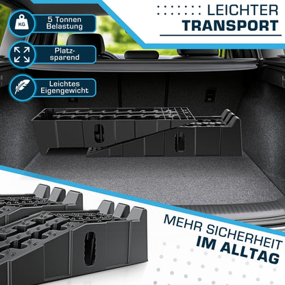 SELLOGX Auffahrrampe PKW 2er Set, bis 5 t, HDPE, rutschfest