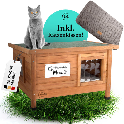 MIEZ MAGIC Katzenhaus outdoor winterfest isoliert 67x53x43cm. Rechteckiges Katzenhaus schützt Outdoor-Katzen isoliert vor Kälte.