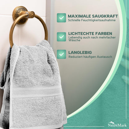 NatureMark Handtücher Set 8-teilig – 100% Baumwolle, 50×100 cm, Weiss